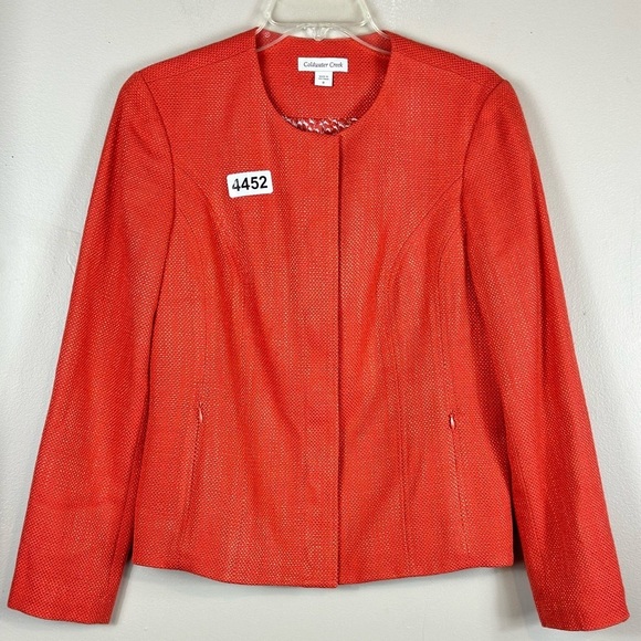 Coldwater creek size 8 orange blazer. 19 p2p 22” length. Zip pockets. Button clo - Picture 2 of 11